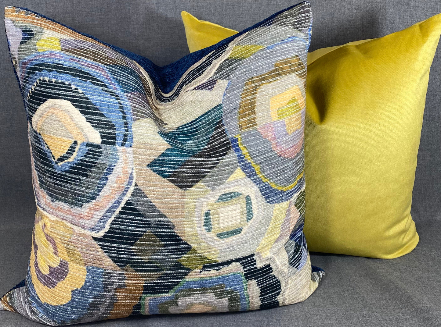 Luxury Pillow -  24" x 24" -  Navy Color Bloom