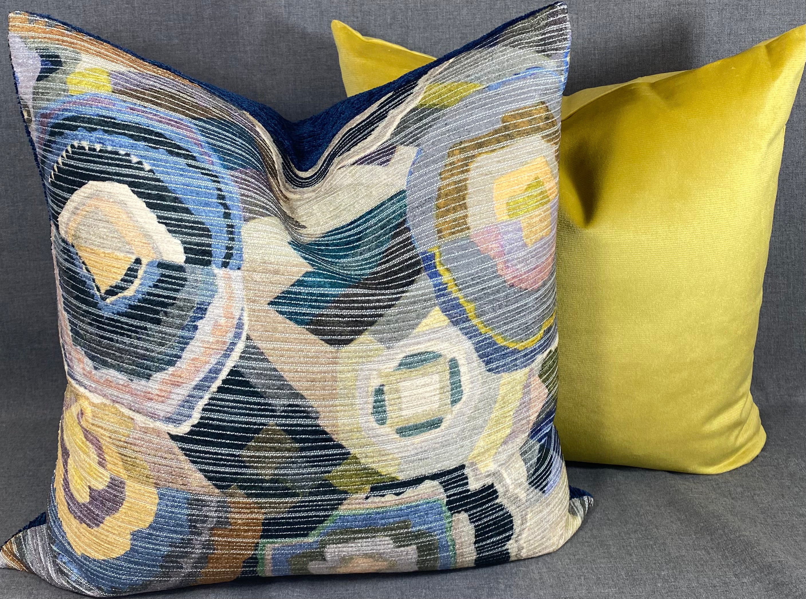 Luxury Pillow -  24" x 24" -  Navy Color Bloom