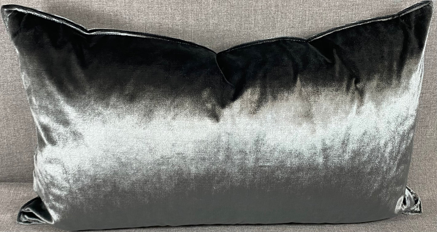 Luxury Lumbar Pillow - 24" x 14" - Iridescence Double Front-Graphite