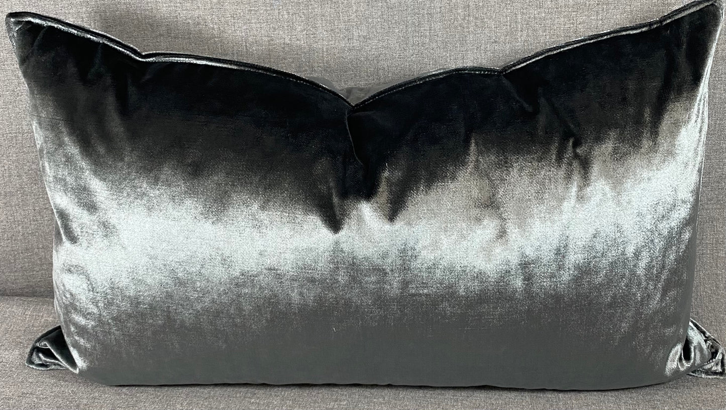 Luxury Lumbar Pillow - 24" x 14" - Iridescence Double Front-Graphite