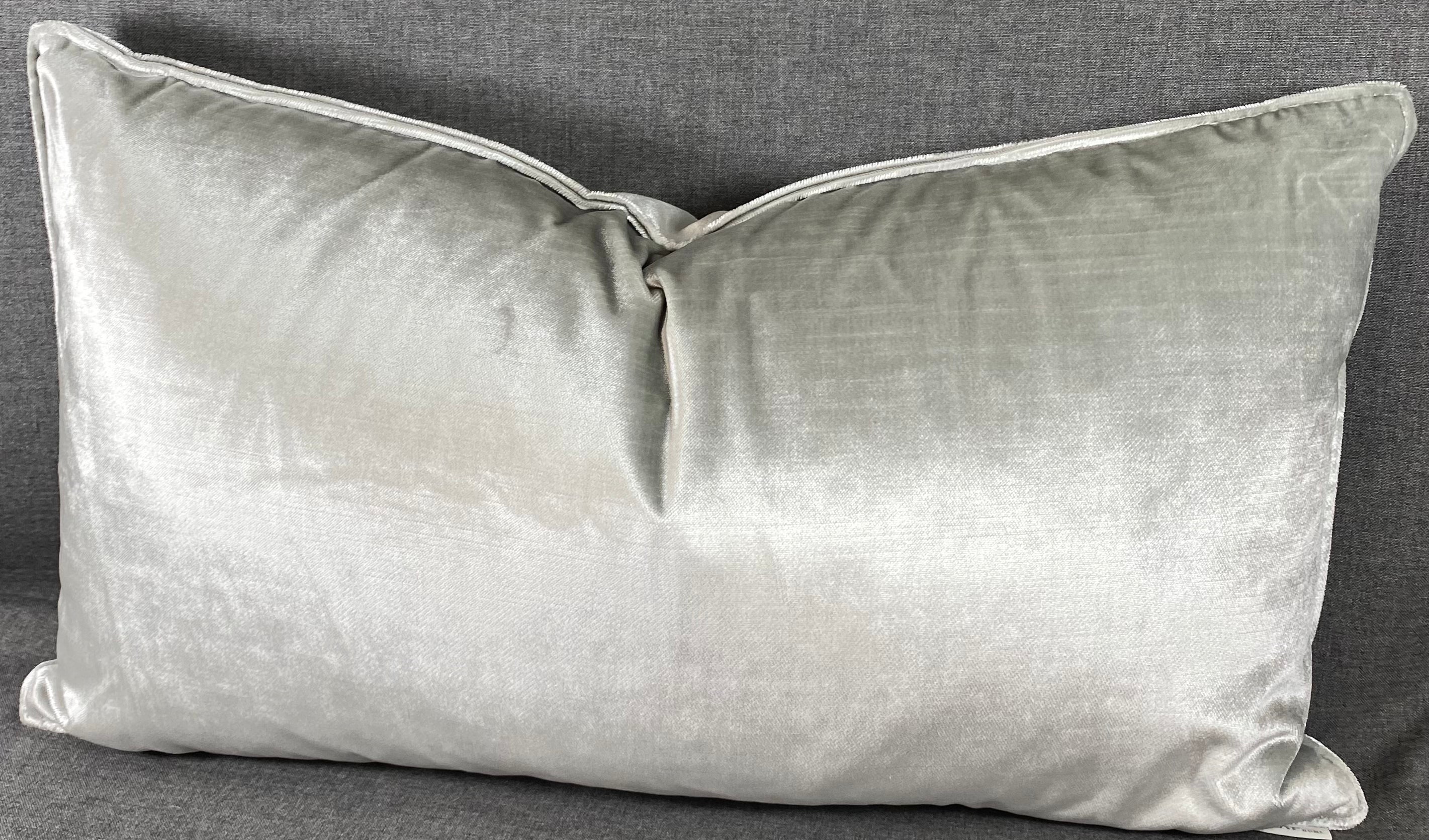 Luxury Lumbar Pillow - 24" x 14" - Iridescence Double Front Silver