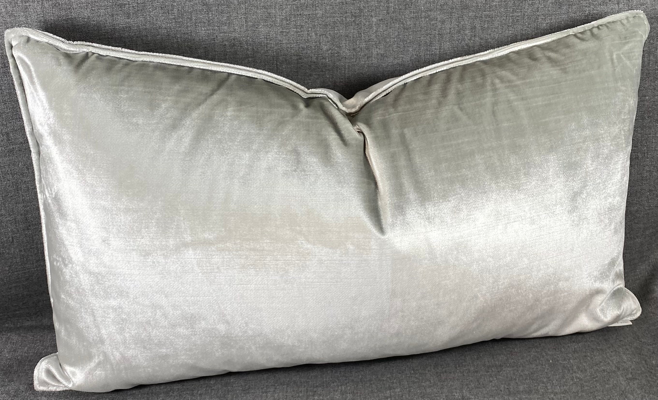 Luxury Lumbar Pillow - 24" x 14" - Iridescence Double Front Silver