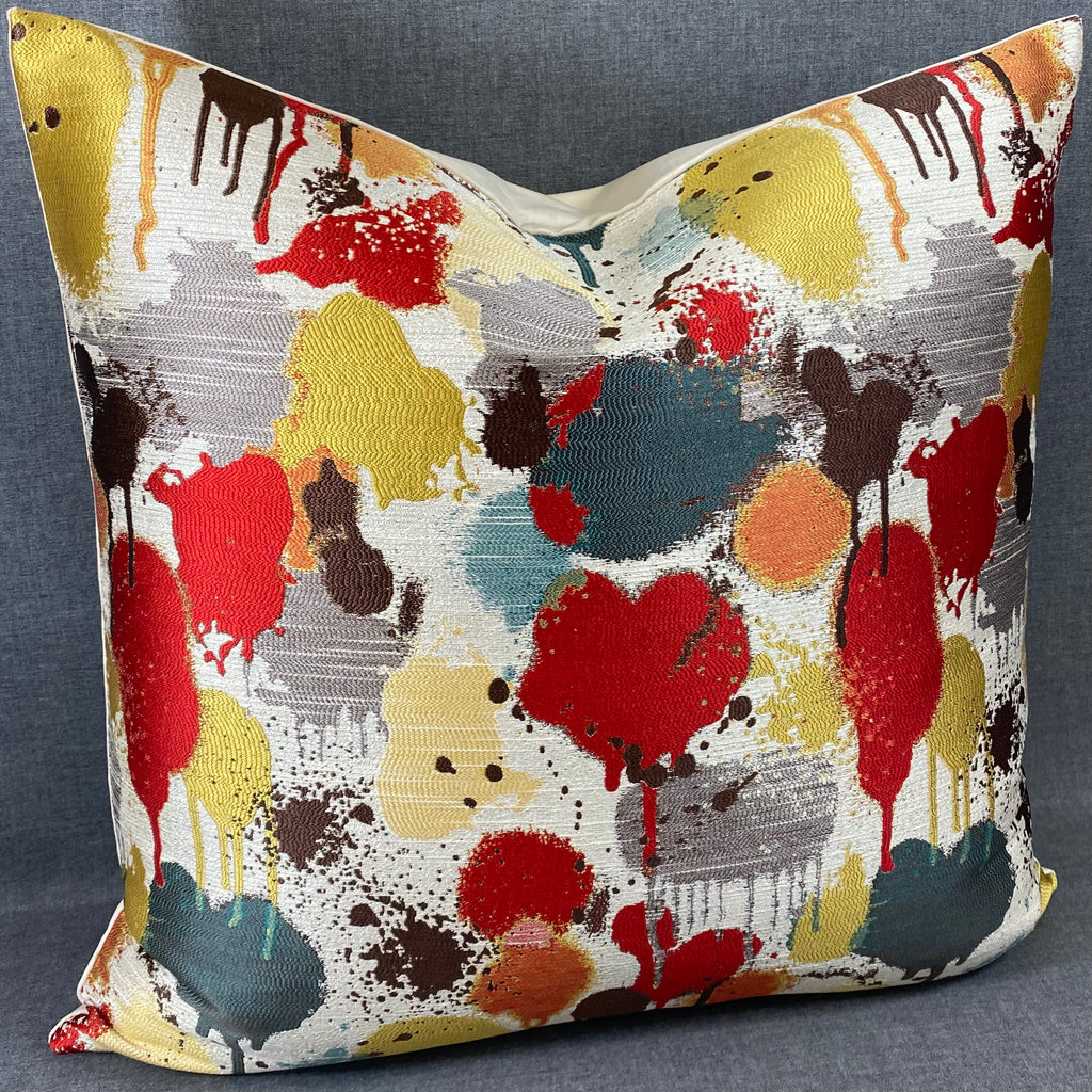 Luxury Pillow – 24" × 24" – Funfetti Red Taupe