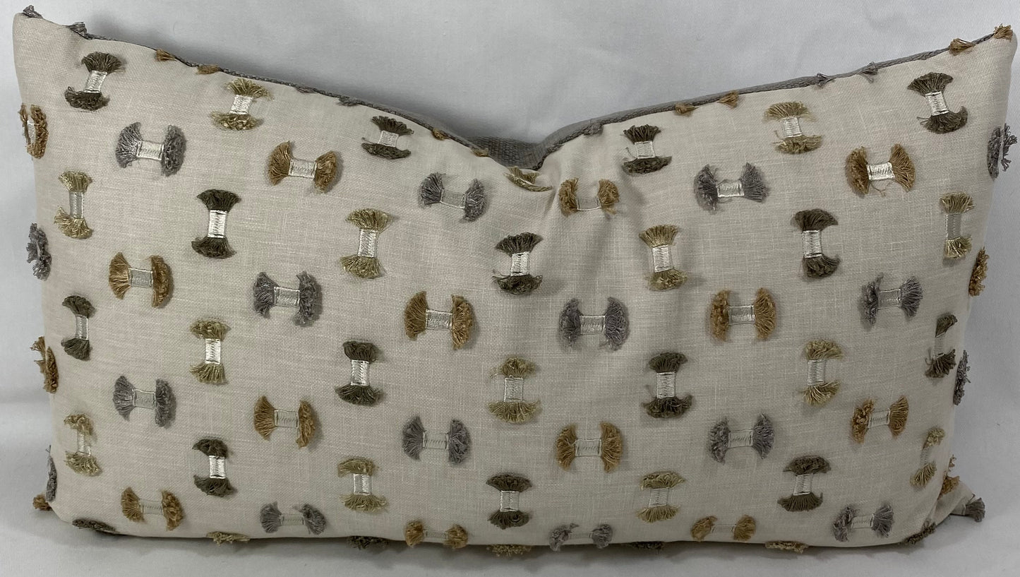 Luxury Lumbar Pillow - 24" x 14" - Frayed Travertine