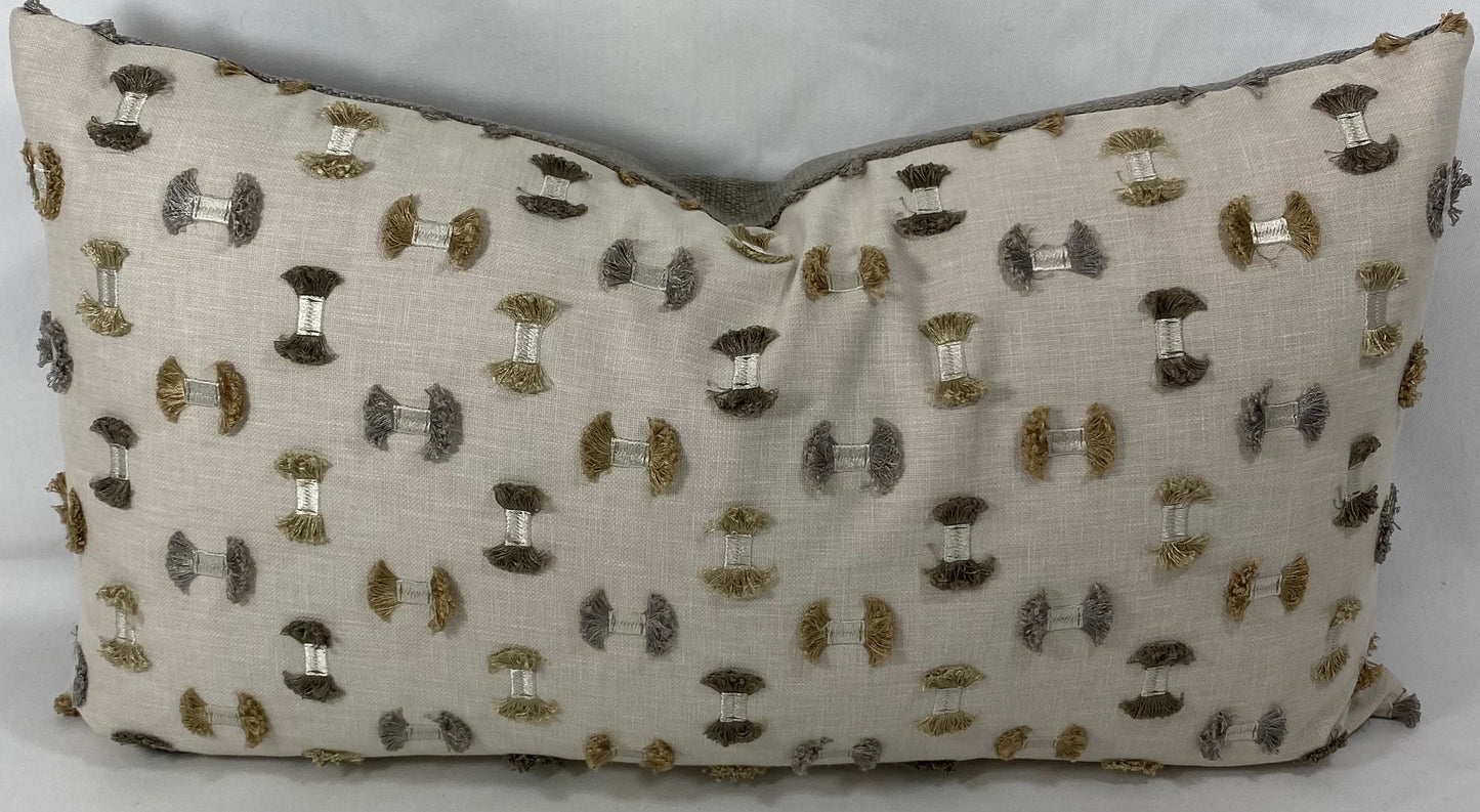 Luxury Lumbar Pillow - 24" x 14" - Frayed Travertine