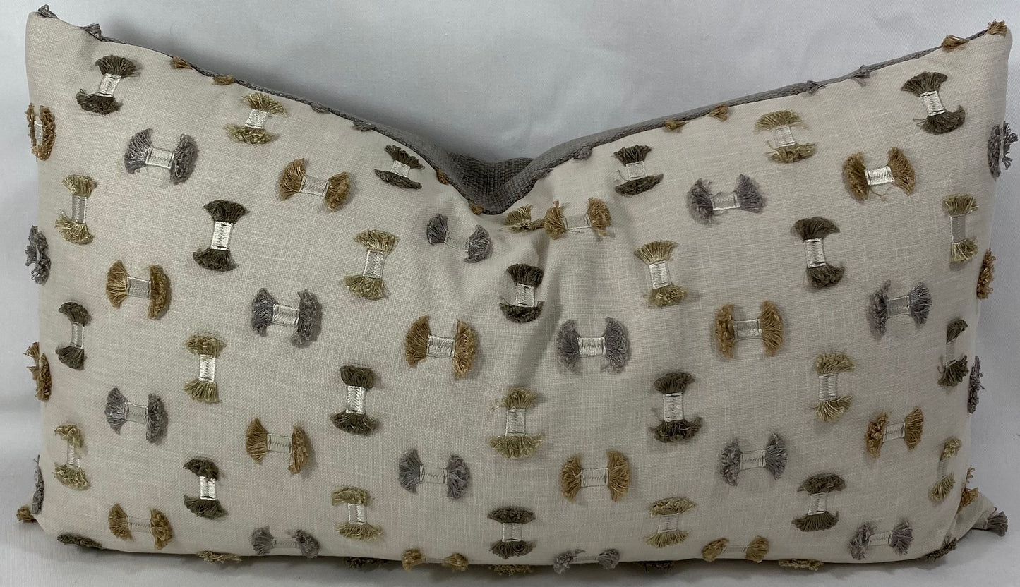 Luxury Lumbar Pillow - 24" x 14" - Frayed Travertine