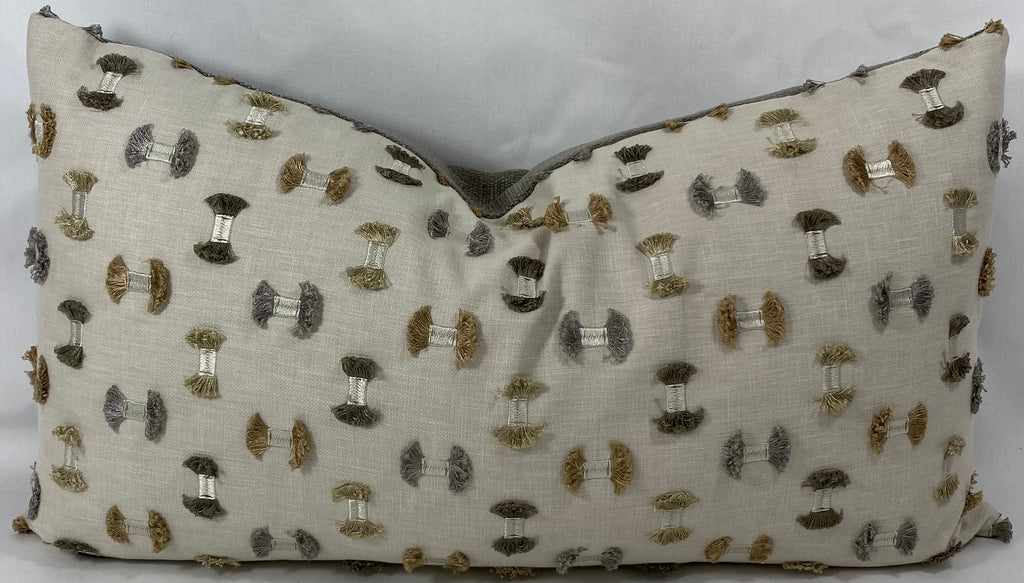 Luxury Lumbar Pillow - 24" x 14" - Frayed Travertine