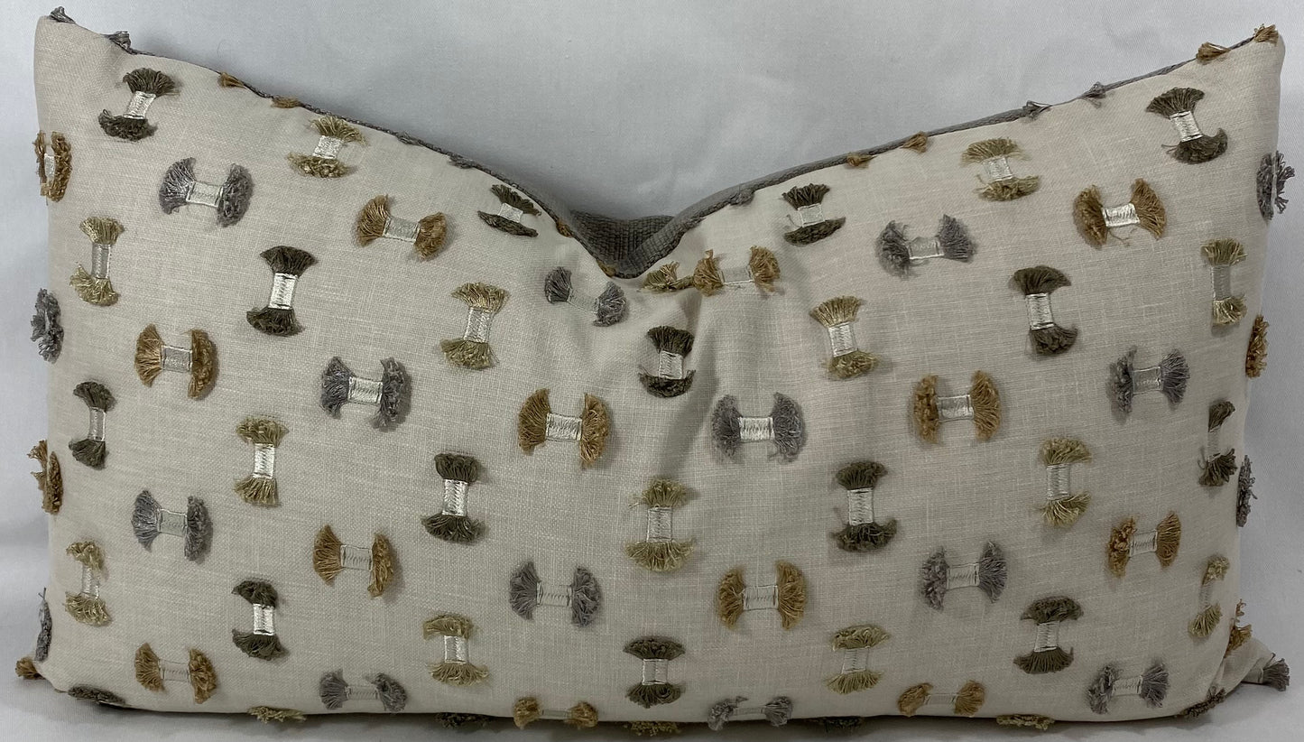 Luxury Lumbar Pillow - 24" x 14" - Frayed Travertine