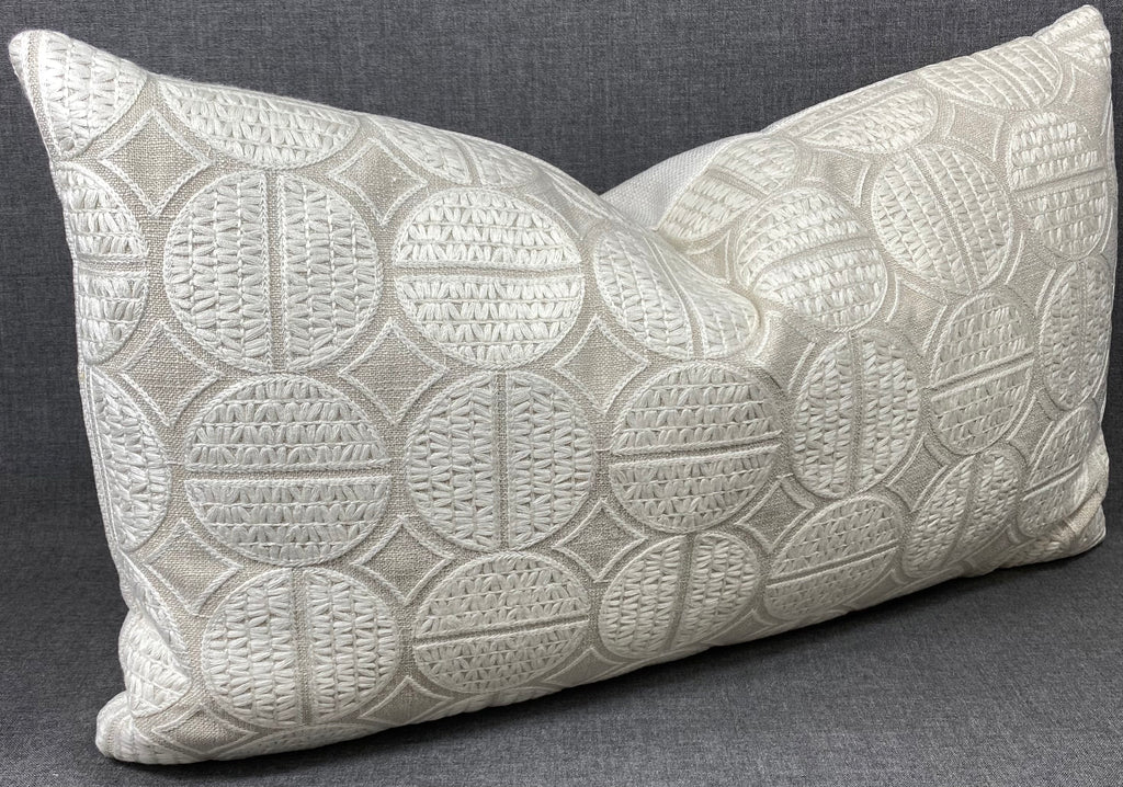 Luxury Lumbar Pillow – 24" × 14" – Medallions Oyster
