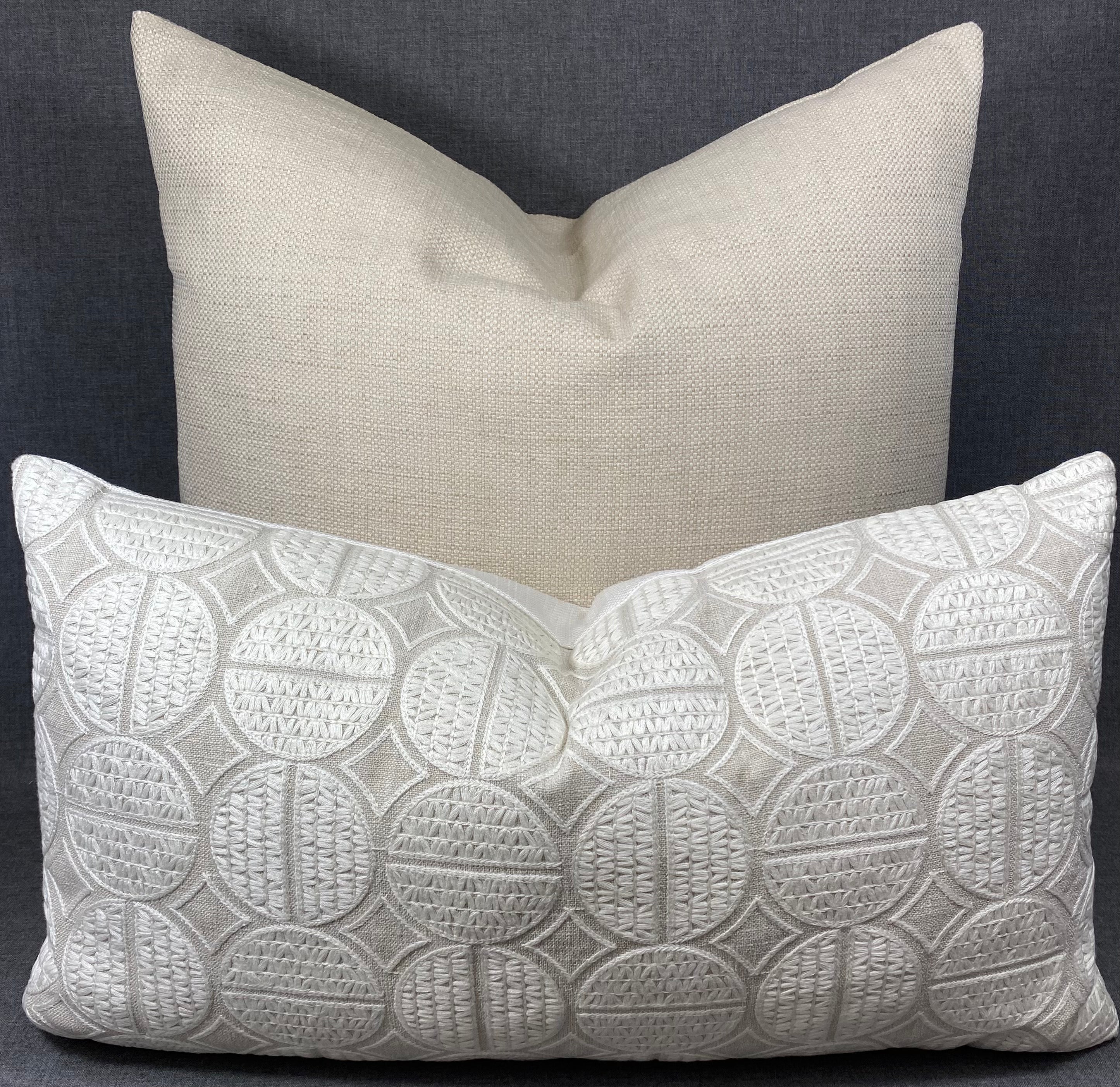 Luxury Lumbar Pillow – 24" × 14" – Medallions Oyster