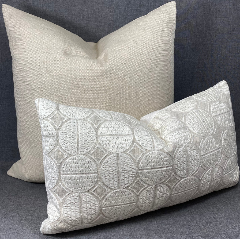 Luxury Lumbar Pillow – 24" × 14" – Medallions Oyster