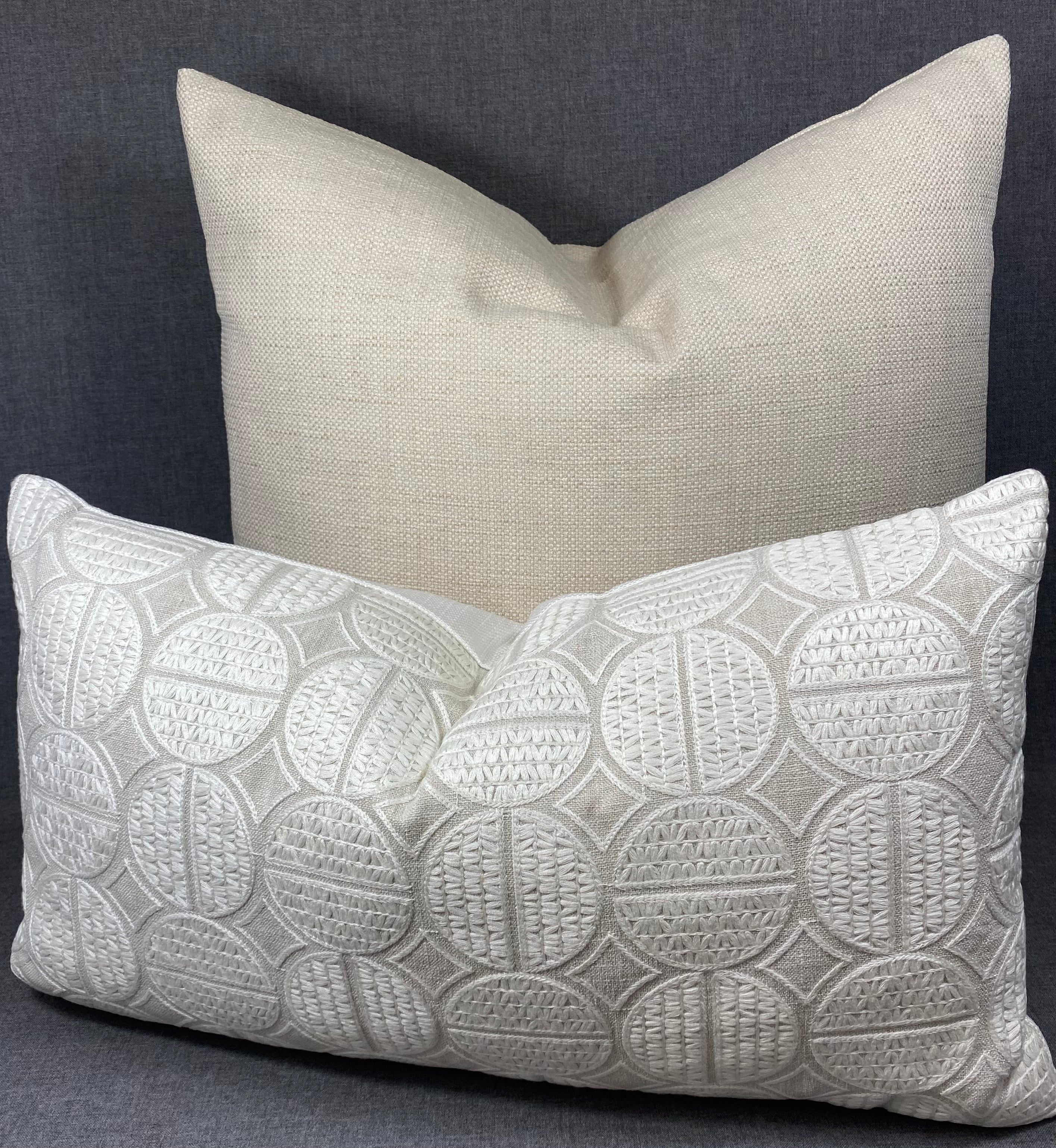 Luxury Lumbar Pillow – 24" × 14" – Medallions Oyster