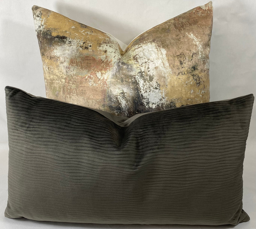 Luxury Lumbar Pillow – 24" × 14" – Stream Granite