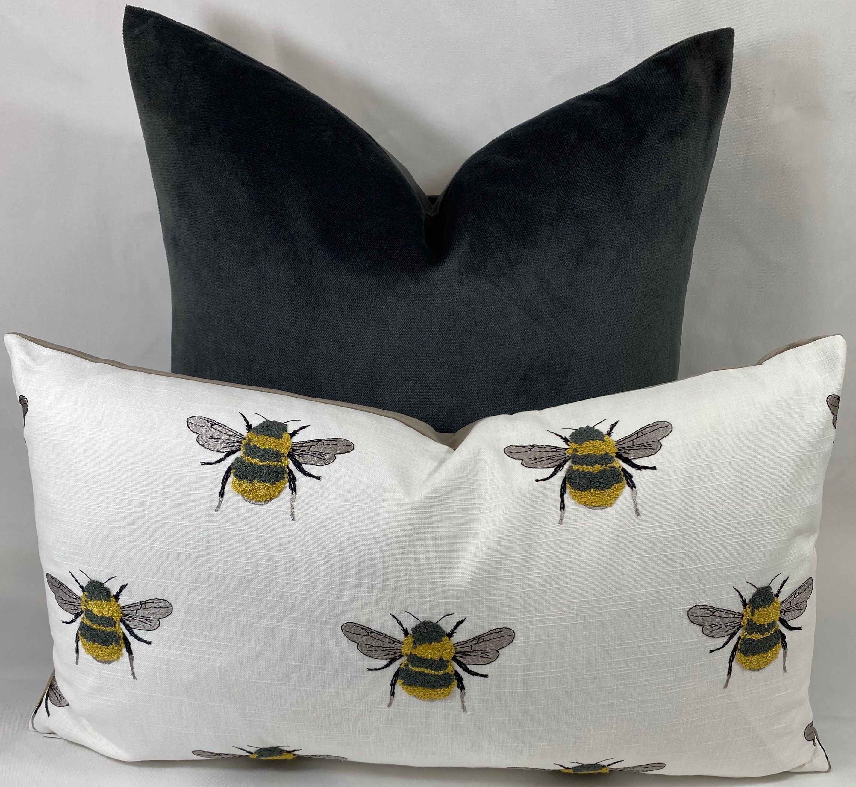 Luxury Lumbar Pillow - 24" x 14"- Busy Bee White
