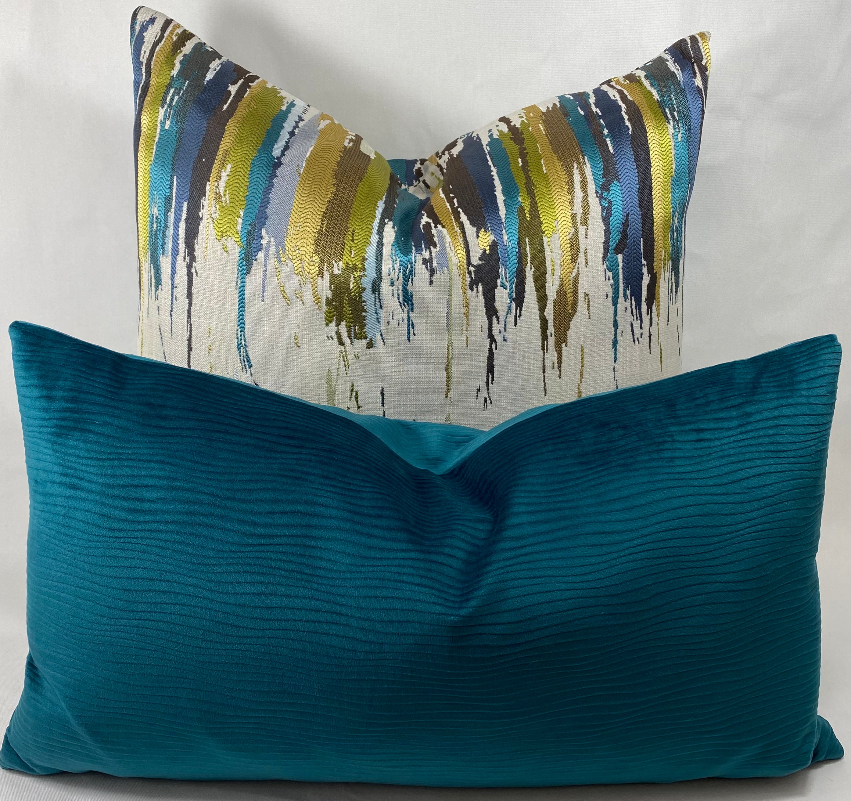 Luxury Lumbar Pillow - 24" x 14" - Stream Teal