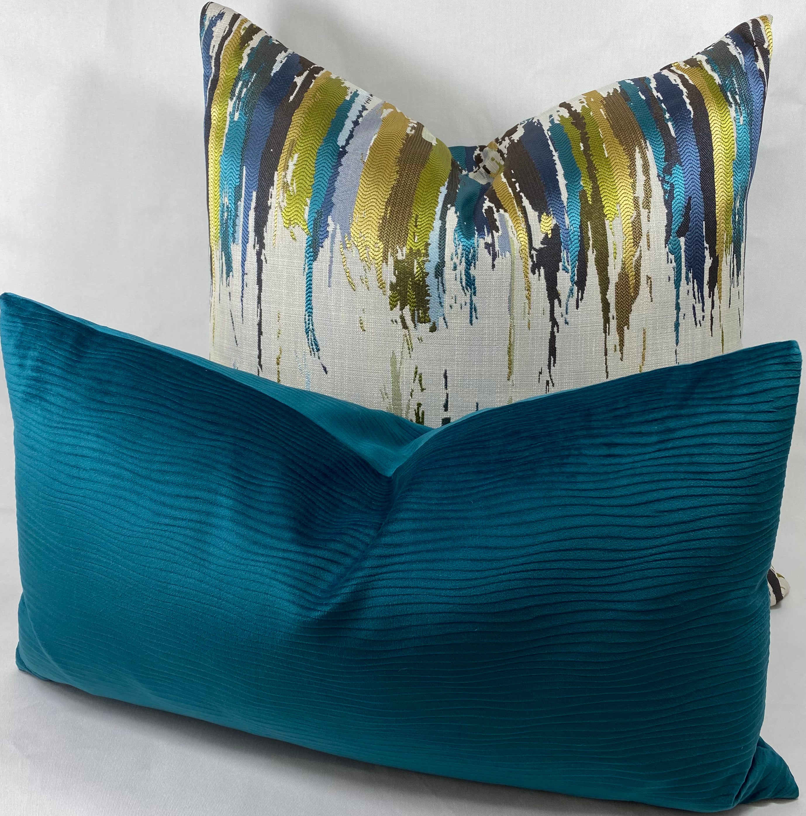 Luxury Lumbar Pillow - 24" x 14" - Stream Teal