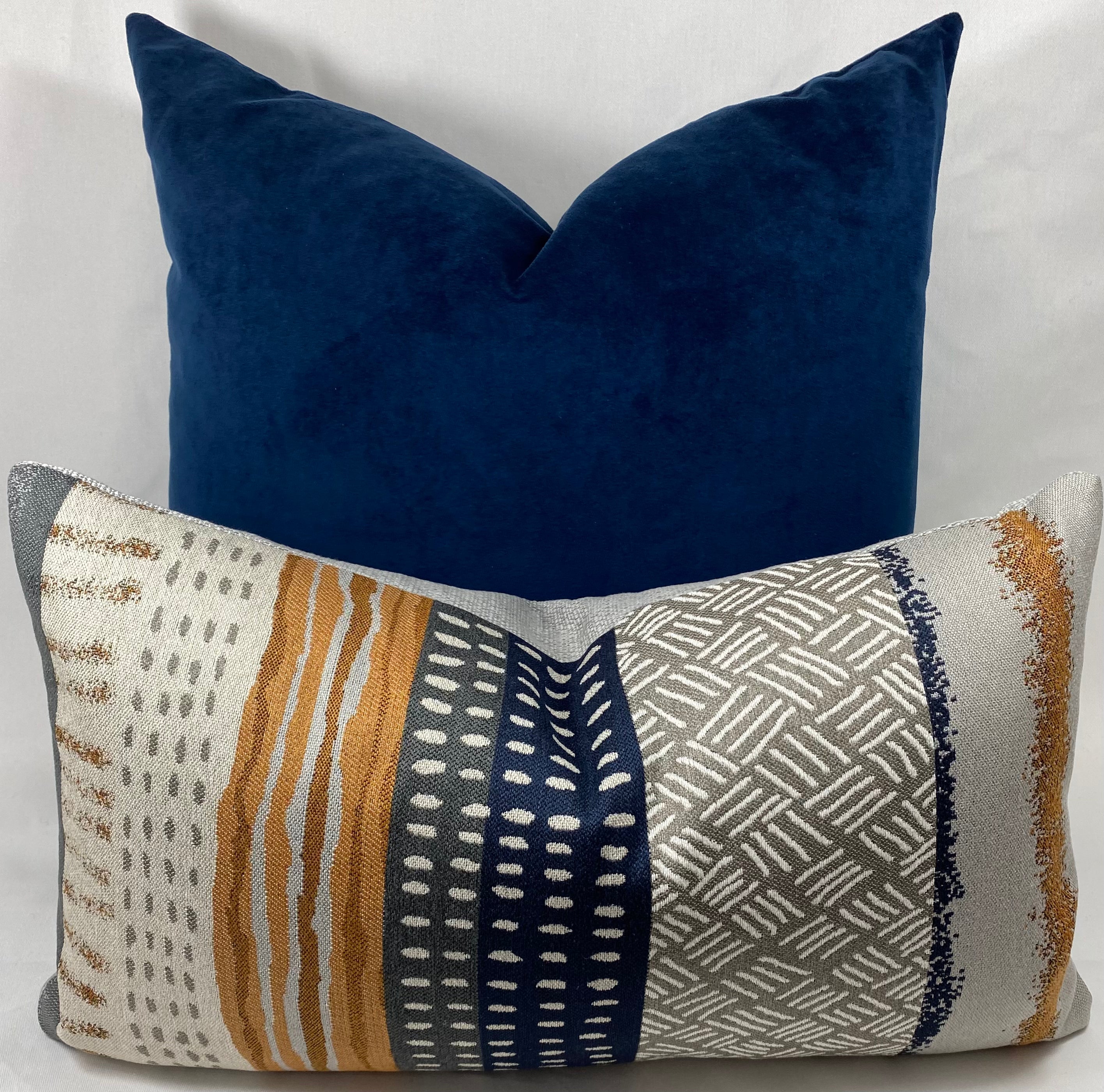 Luxury Pillow - 24" x 14" - Tracks Woven Ethnic Tribal Detail On A Grey Base