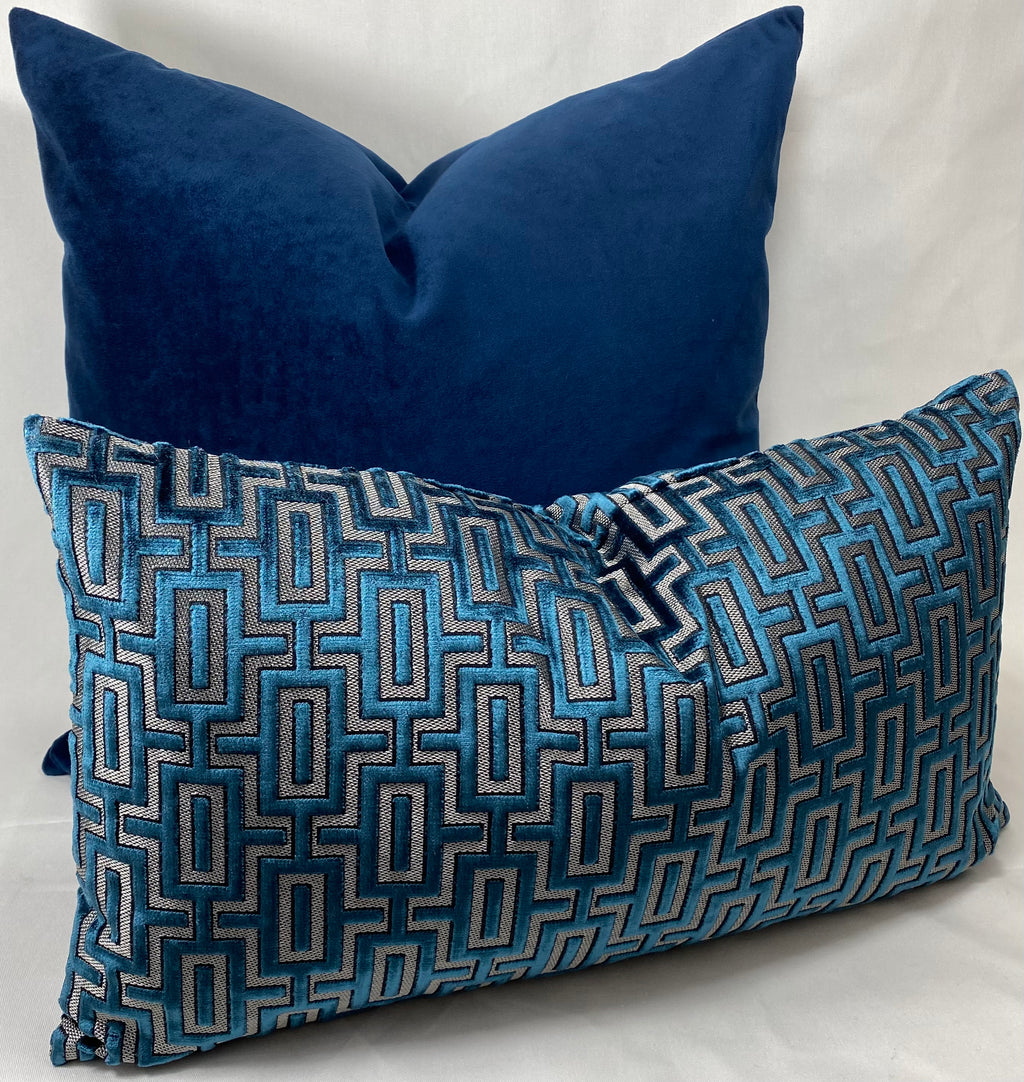 Luxury Lumbar Pillow - 24" x 14"- Bergman Sapphire