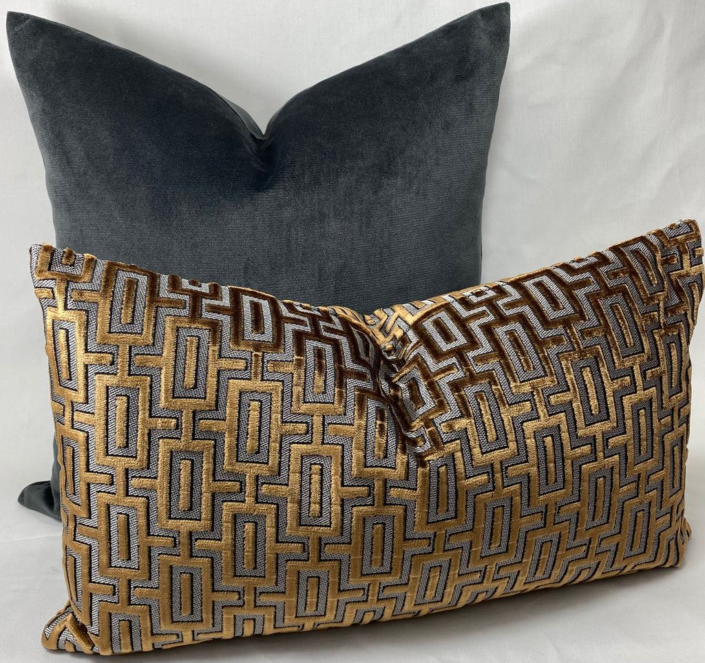 Luxury Lumbar Pillow – 24" × 14" – Bergman Midas | Geometric – Kim ...