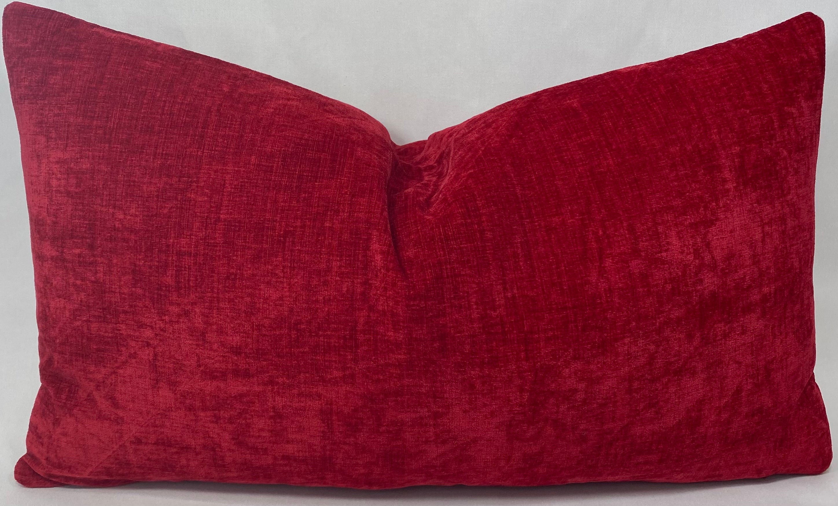 Luxury Lumbar Pillow - 24" x 14"- Bright Red