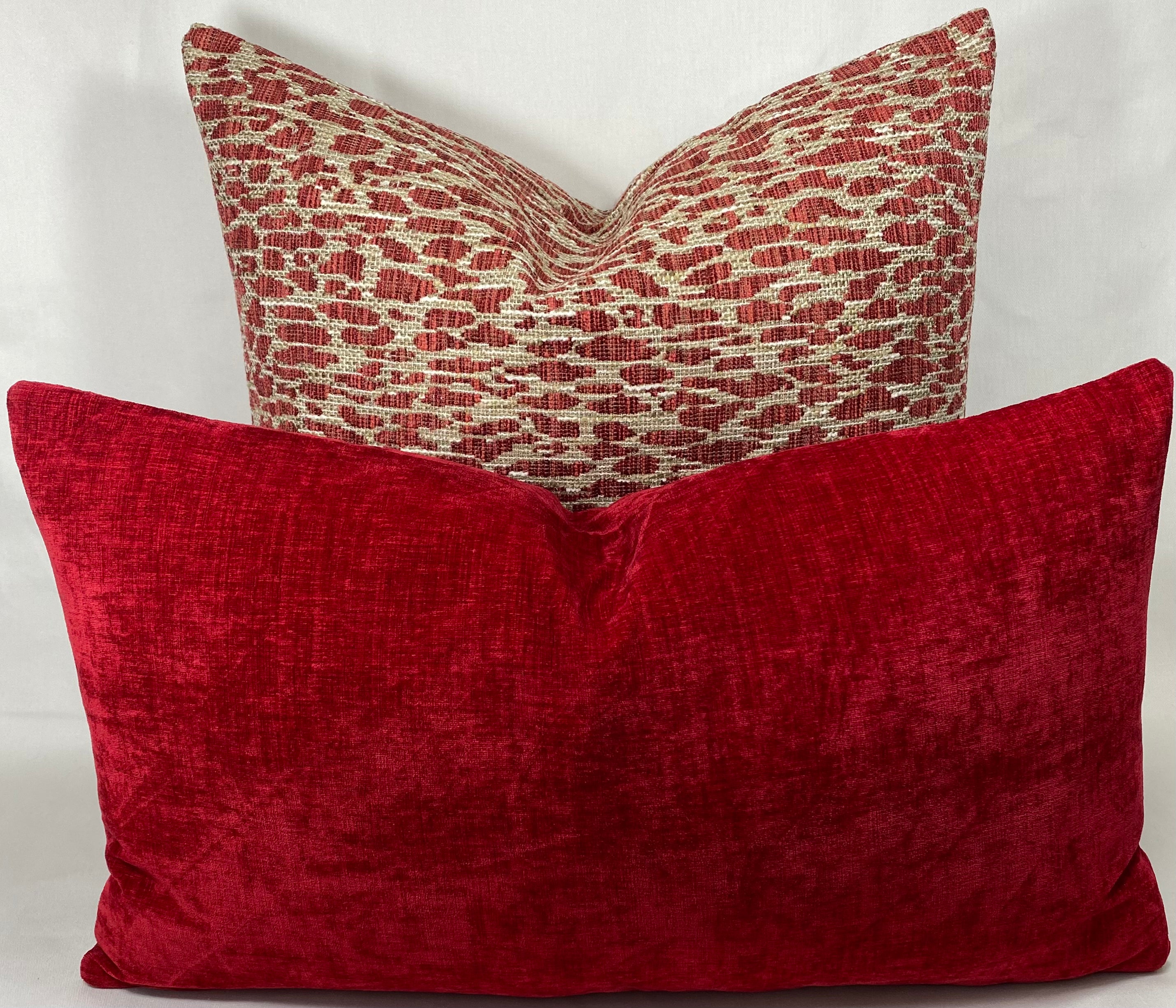 Luxury Lumbar Pillow - 24" x 14"- Bright Red