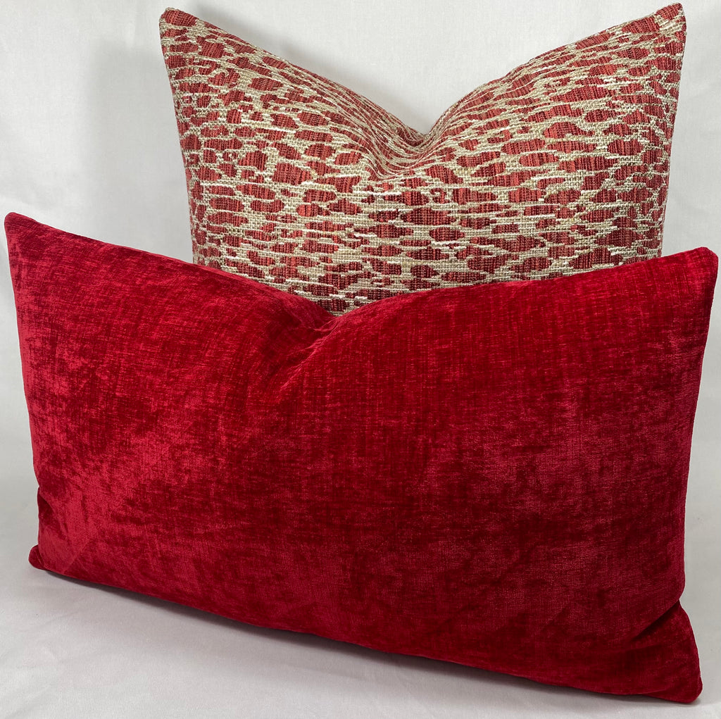 Luxury Lumbar Pillow - 24" x 14"- Bright Red