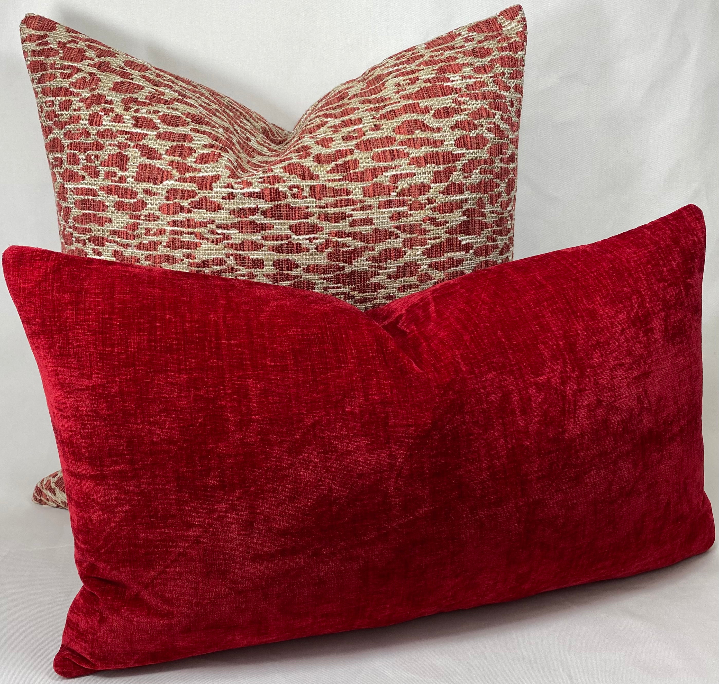 Luxury Lumbar Pillow - 24" x 14"- Bright Red