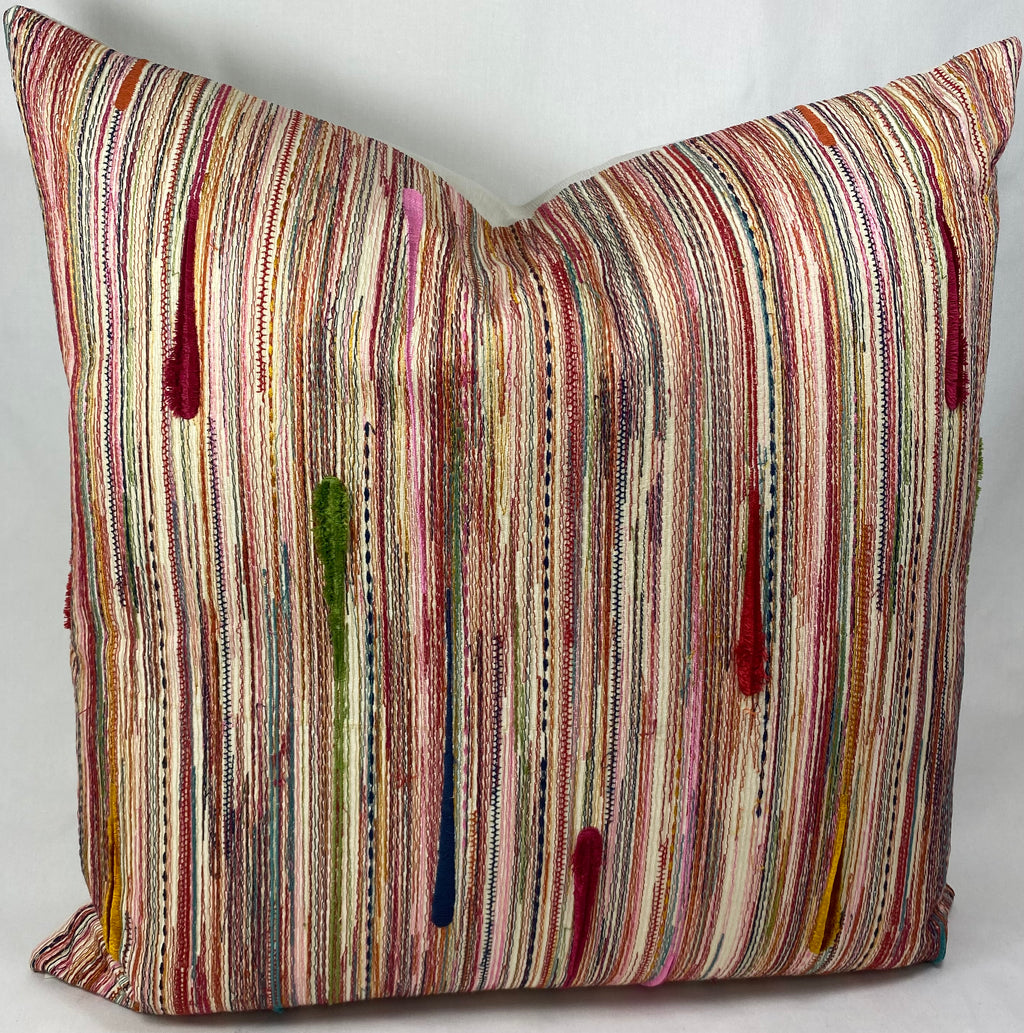 Luxury Pillow - 24" x 24" - Dandy A Rainbow Of Embroidery With Slubs