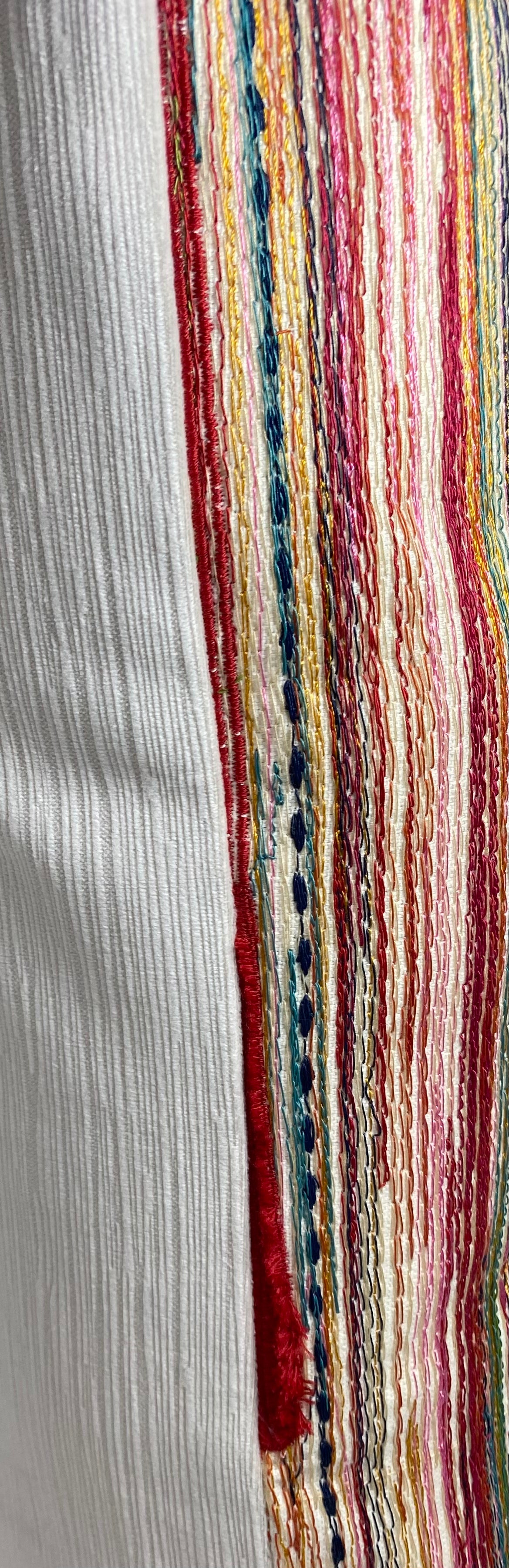 Luxury Pillow - 24" x 24" - Dandy A Rainbow Of Embroidery With Slubs