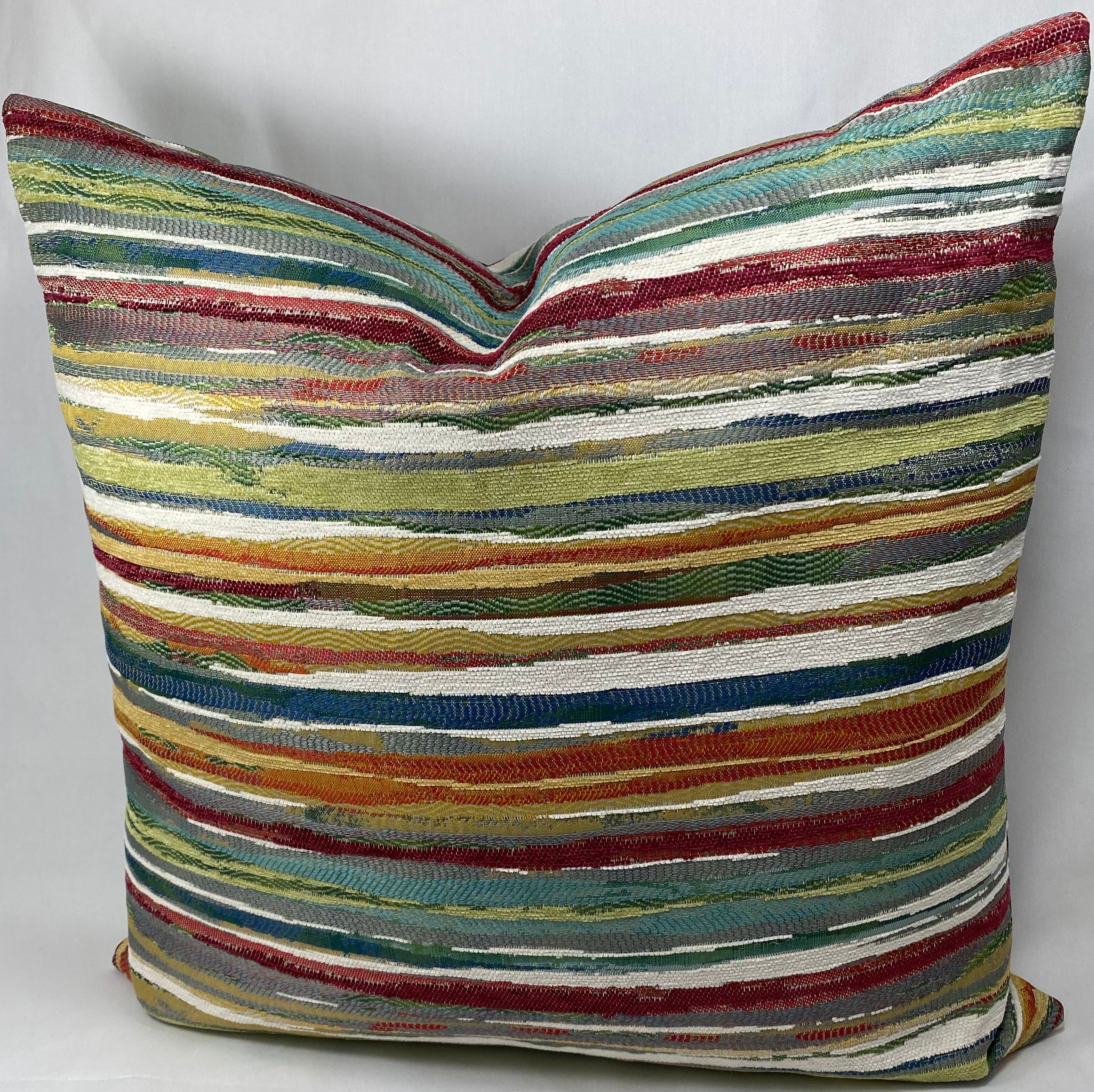 Luxury Pillow – 24" × 24" – Parallel Multi | Woven Stripe – Kim Melrose ...