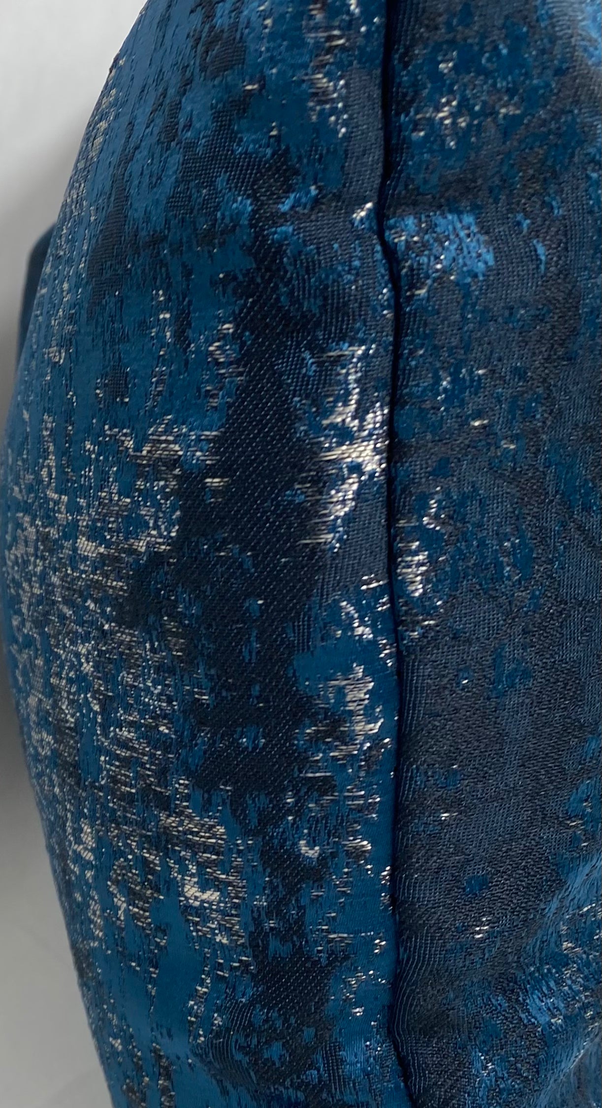 Luxury Lumbar Pillow - 24"x 14"- Aurora Midnight blue and silver scrubbed together for a weathered look.