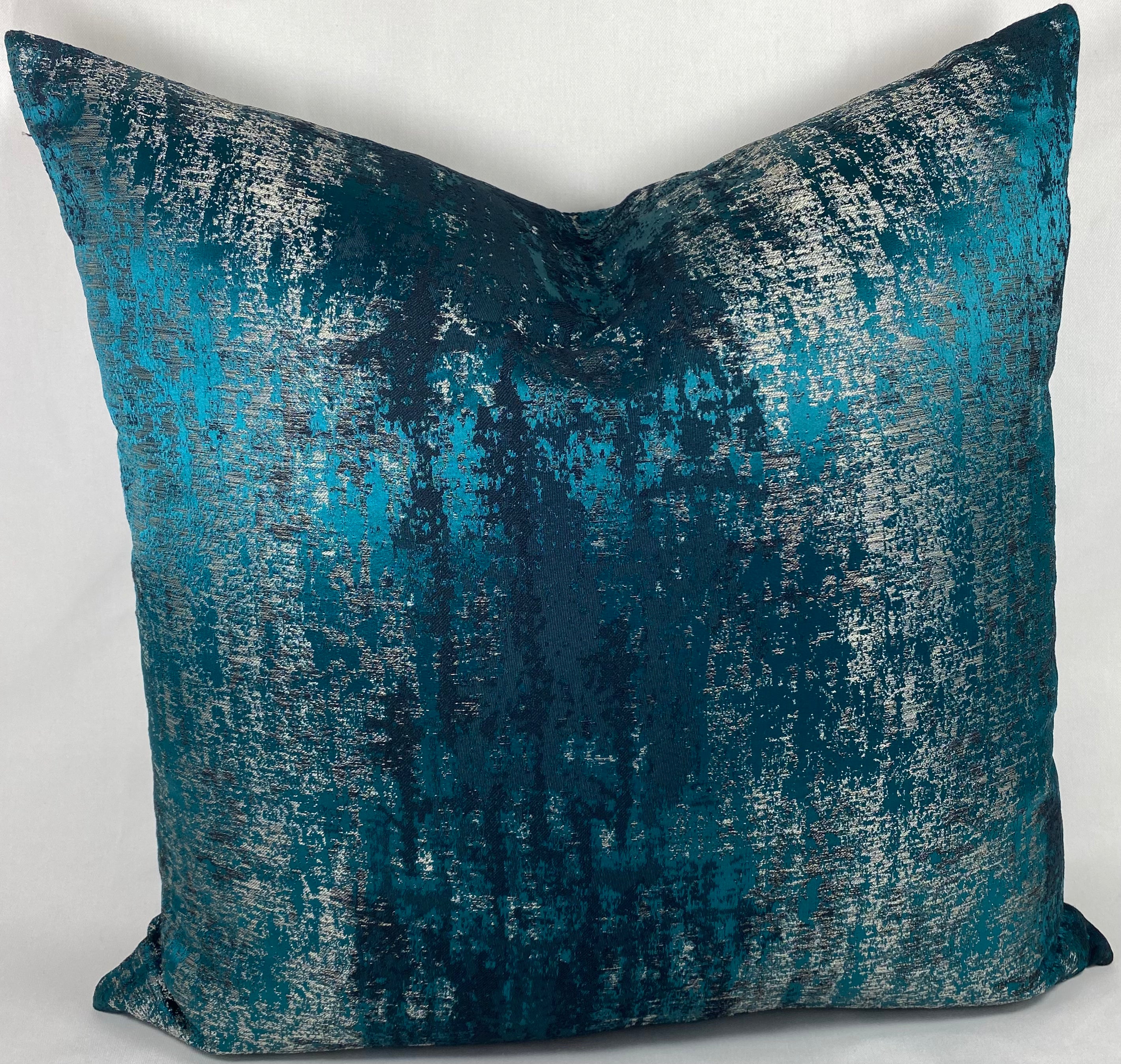 Luxury Pillow – 24" × 24" – Aurora Peacock | Textured Jewel Tones – Kim ...