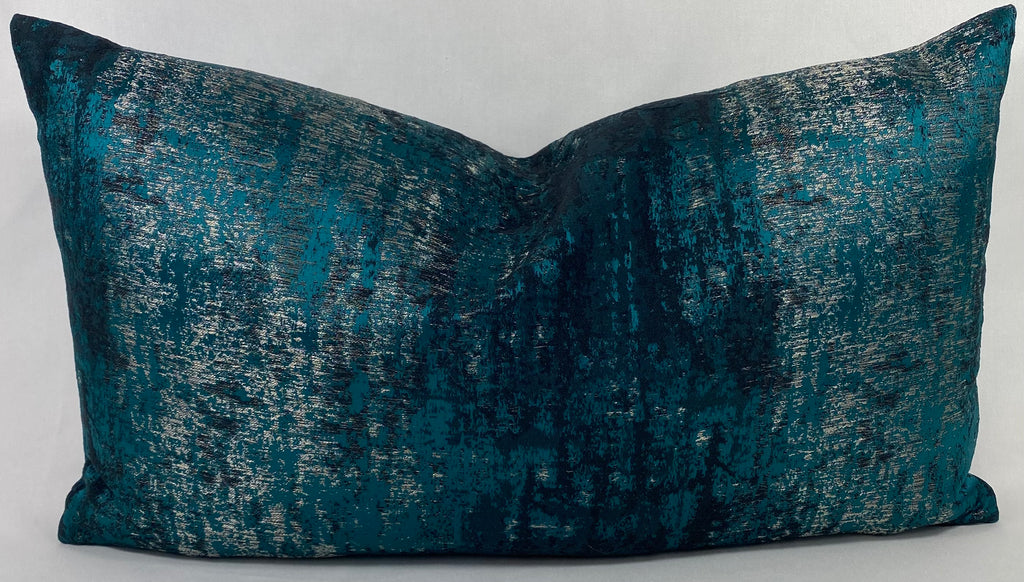 Luxury Lumbar Pillow – 24" × 12" – Aurora Peacock