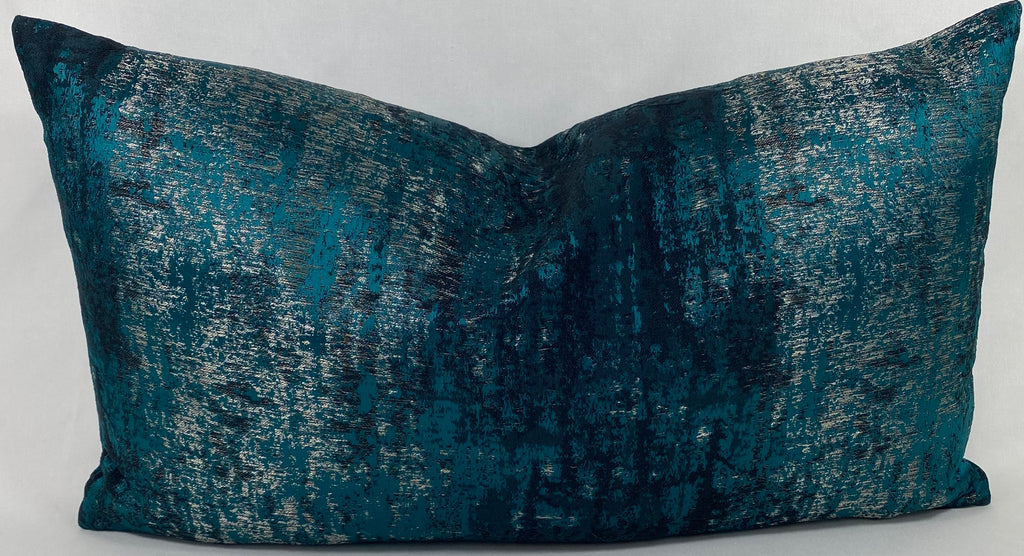 Luxury Lumbar Pillow – 24" × 12" – Aurora Peacock