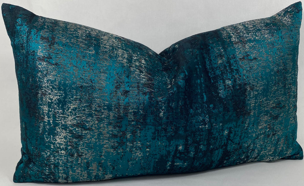 Luxury Lumbar Pillow – 24" × 12" – Aurora Peacock