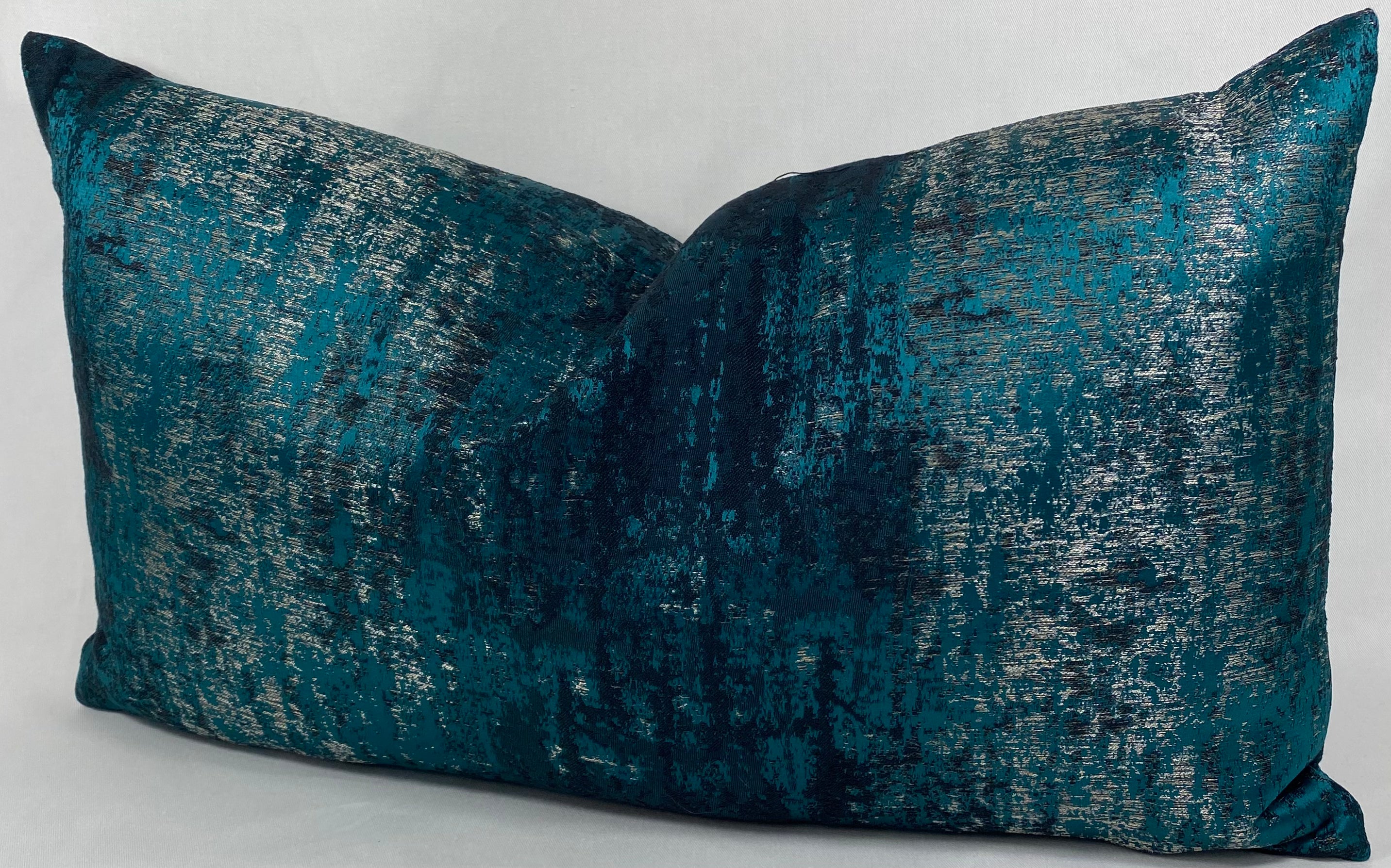 Luxury Lumbar Pillow – 24" × 12" – Aurora Peacock