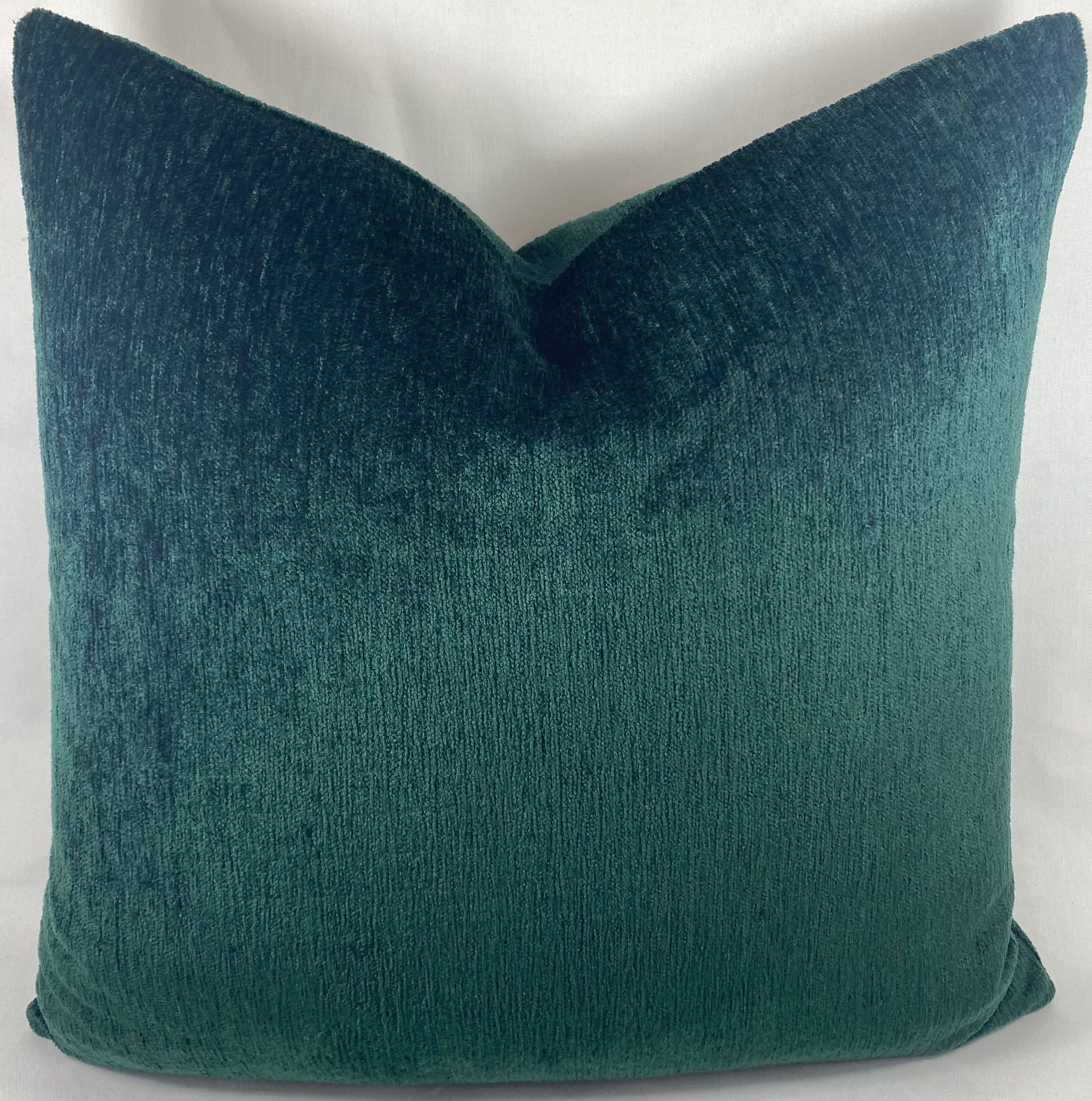 Luxury Pillow - 24" x 24" - Cuddle Spice A Hunter Green Chenille Fabric