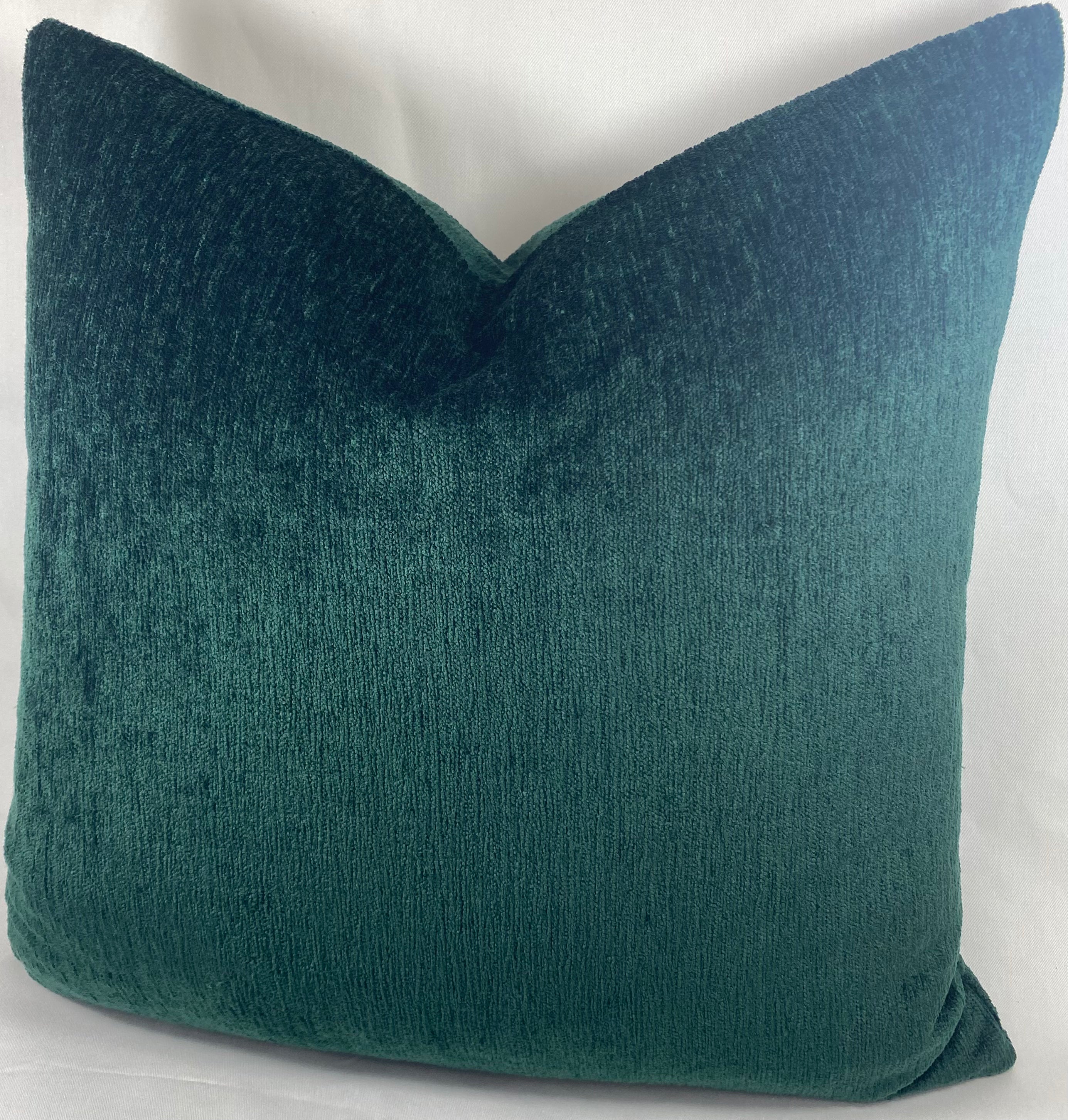 Luxury Pillow - 24" x 24" - Cuddle Spice A Hunter Green Chenille Fabric