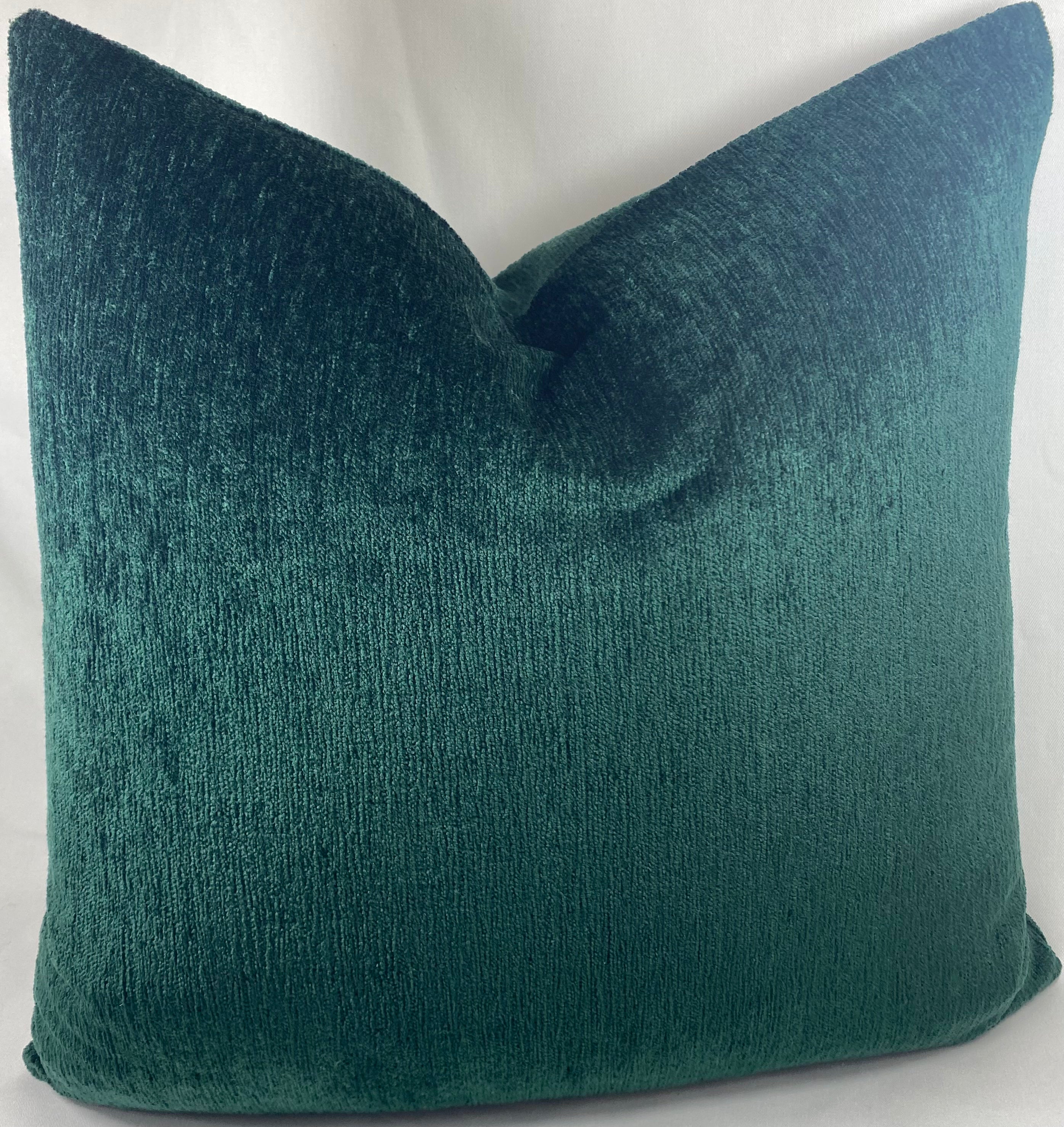 Luxury Pillow - 24" x 24" - Cuddle Spice A Hunter Green Chenille Fabric