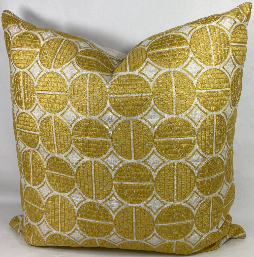 Luxury Pillow – 24" × 24" – Medallions Mustard