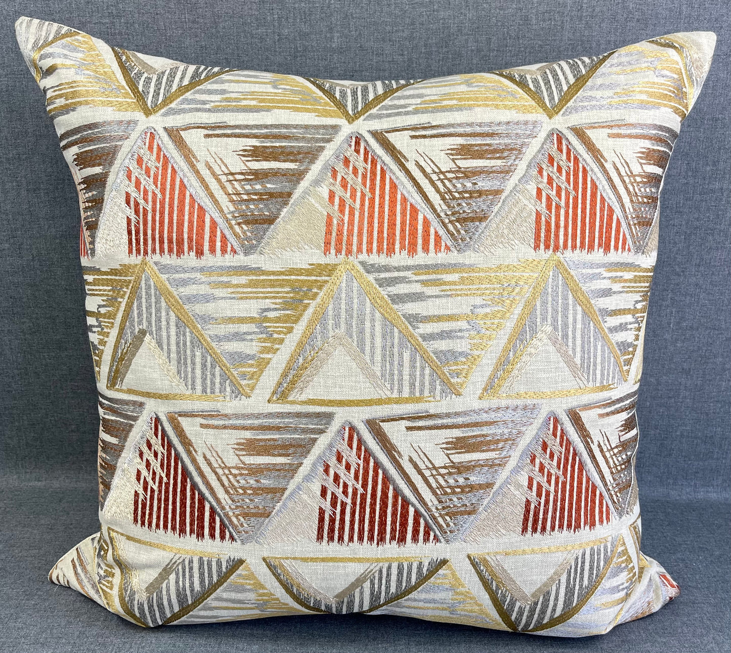 REDUCED TO CLEAR Luxury Pillow - 24" x 24" - Giza; Gold, copper, mushroom and grey pyramids