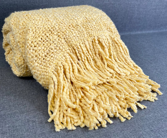 Luxury Knit Throw - 52" x 62" -  Sunshine; velvety soft knit throw in a lovely soft yellow