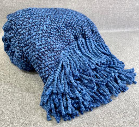 Luxury Knit Throw - 52" x 62" -  Deep Sea; velvety soft knit throw in a lovely deep navy blue