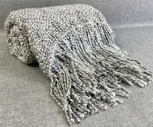 Luxury Knit Throw - 52" x 62" -  Fog; velvety soft knit throw in a lovely, deep grey