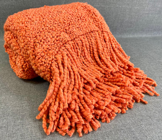 Luxury Knit Throw - 52" x 62" -  Valencia; velvety soft knit throw in a lovely, bright orange