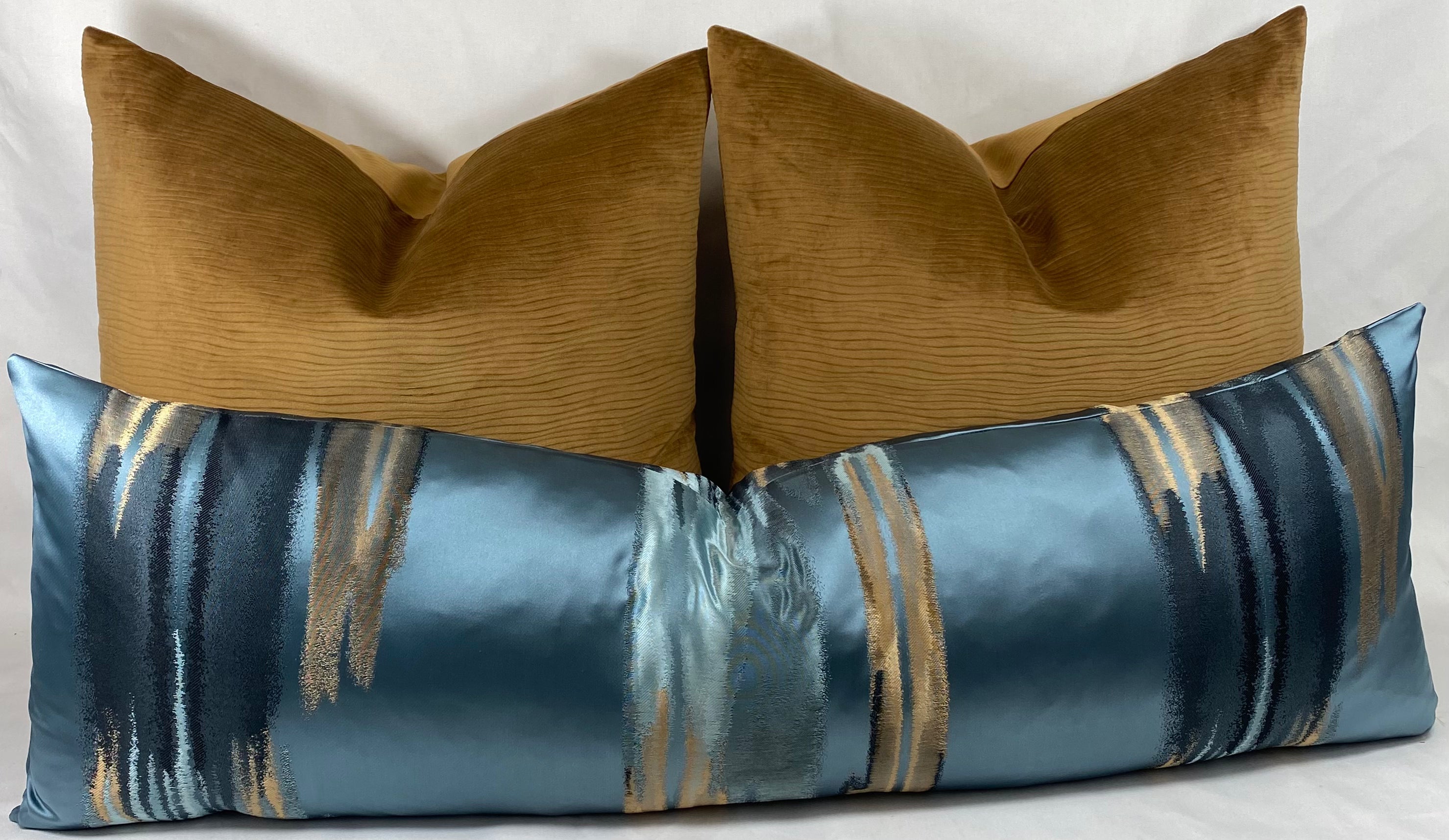 Luxury Bolster Pillow – 42" × 14" – Blue Breeze