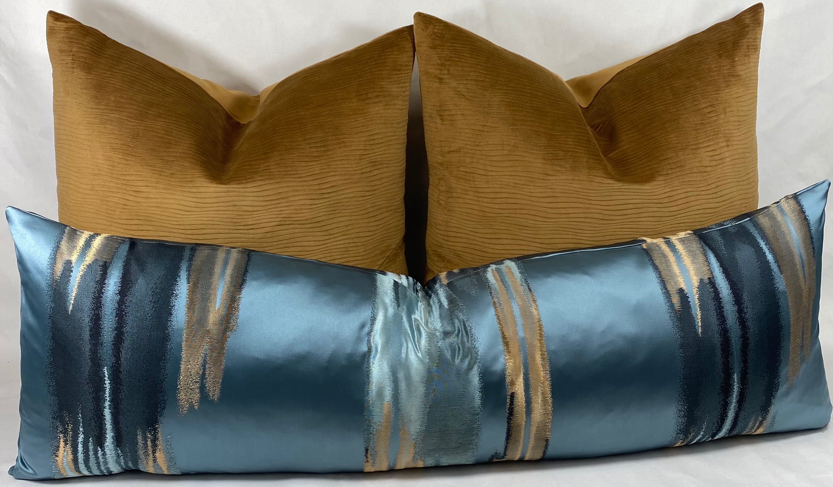 Luxury Bolster Pillow – 42" × 14" – Blue Breeze