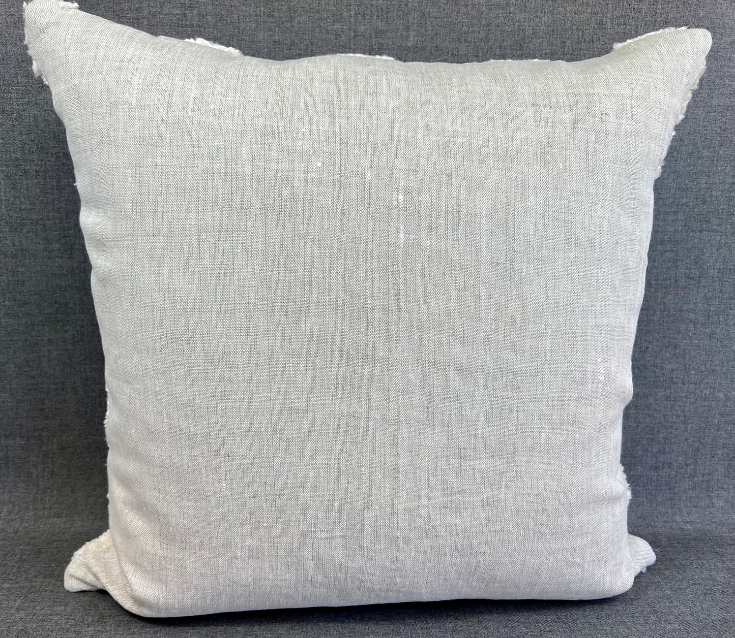 Luxury Pillow -  22" x 22" -  Desert Cloud; Cream textured fabric on a grey backing with a solid grey back