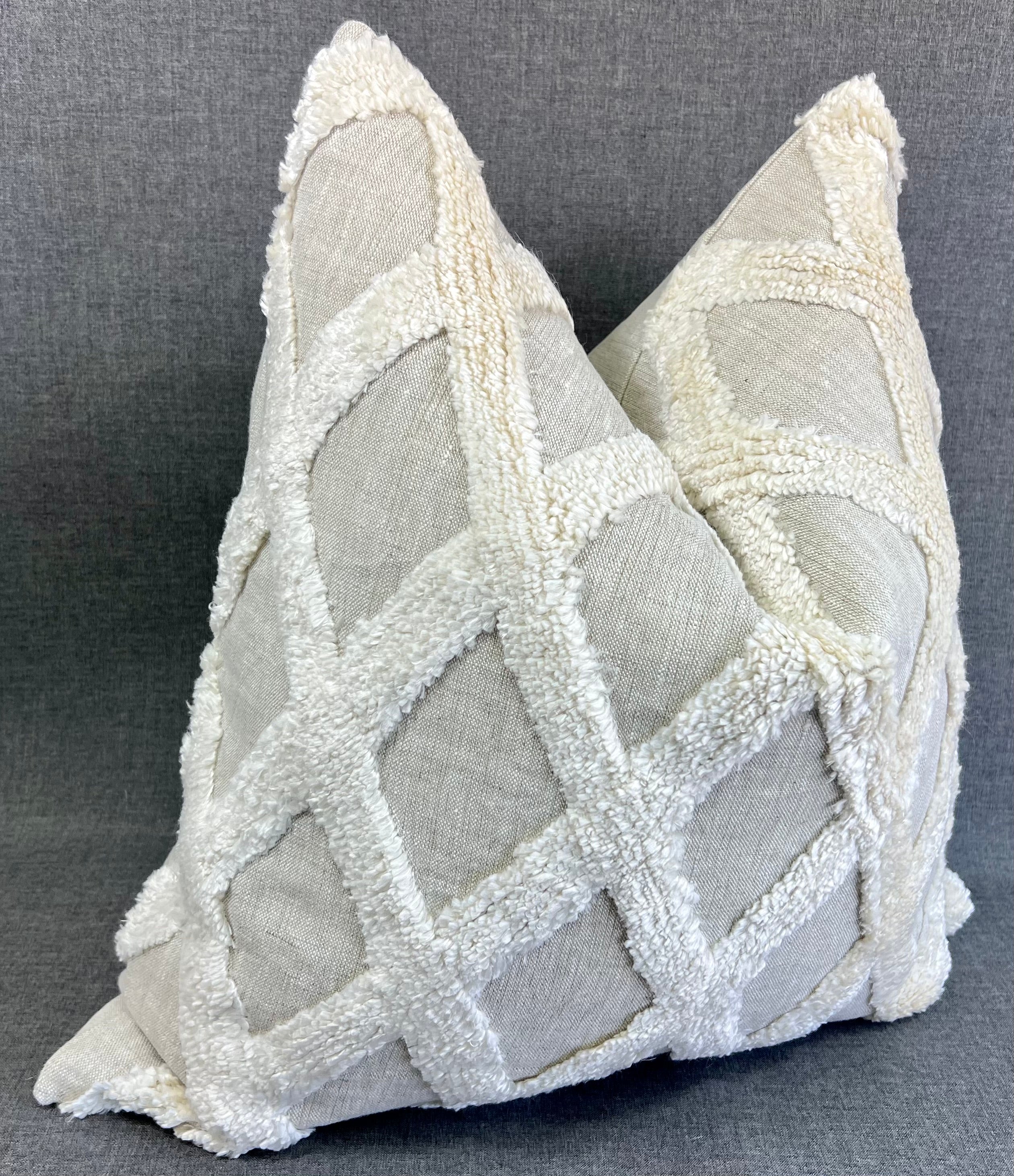 Luxury Pillow - 22" x 22" - X 22 Desert Natural Cream Textured Woven Fabric On A Grey Backing