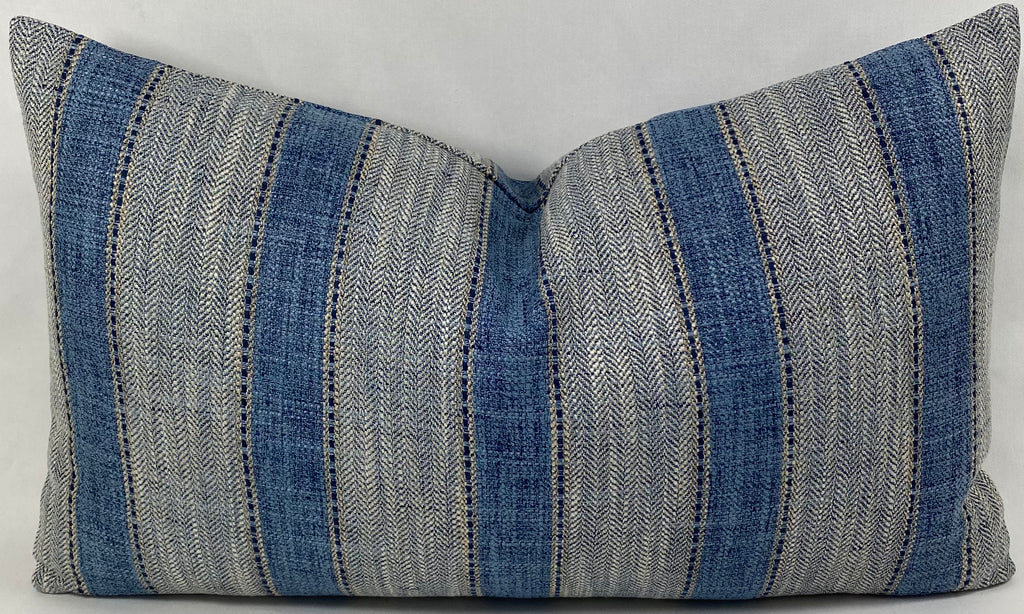 Luxury Lumbar Pillow – 24" × 14" – Natural Weave Denim